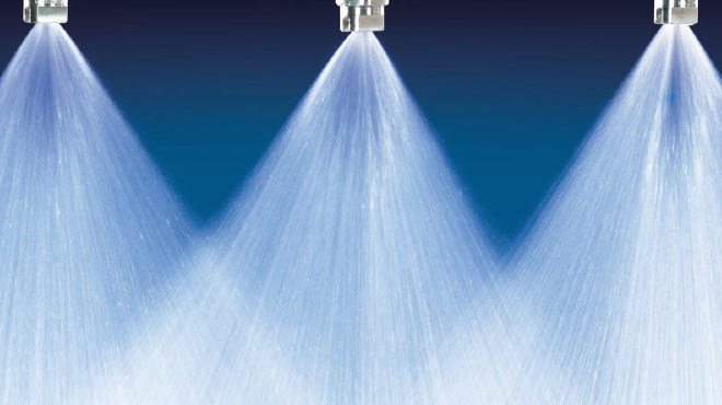 spray nozzles spraying down